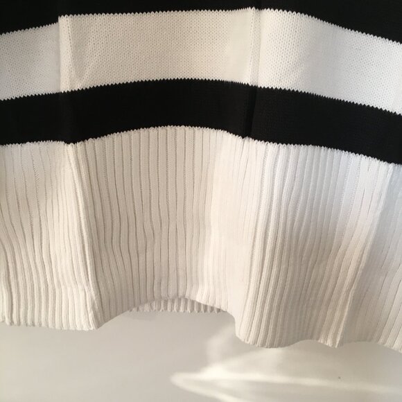 ZESICA Women's Winter Sweaters Lapel V Neck Long Sleeve White /black Striped M - Picture 2 of 6